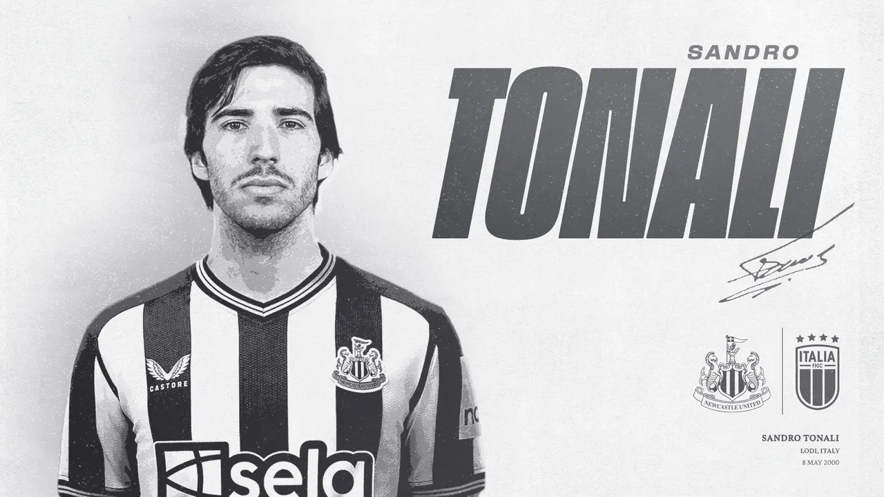 Sandro Tonali joins Newcastle United on initial five-year deal