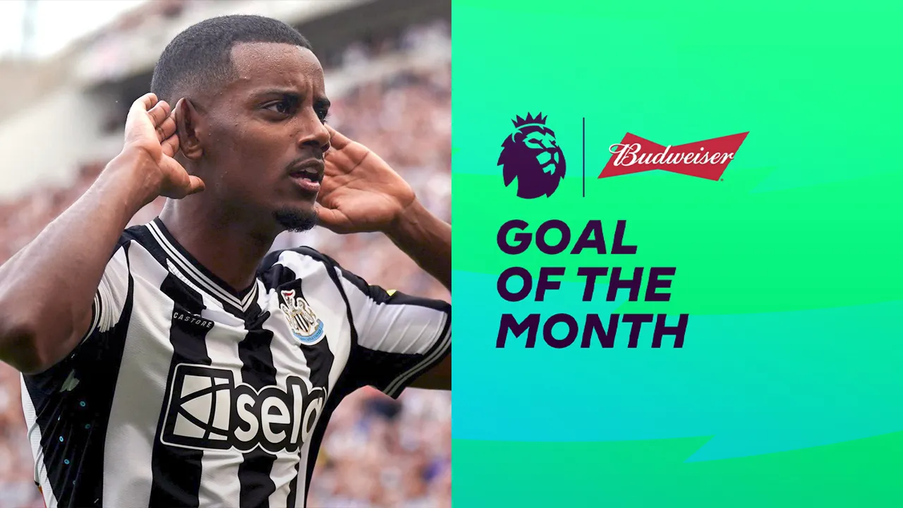 Alexander Isak on the shortlist for August's Premier League Goal of the Month award